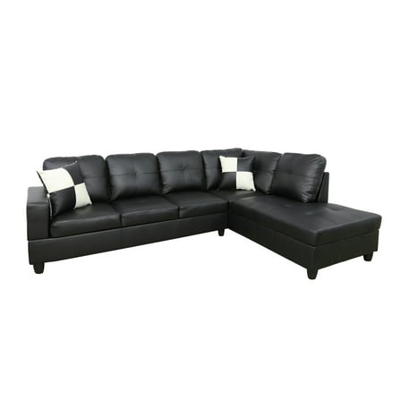 Modern L Shape Sectional Sofa Sets - Plush Microfiber Living Room Furniture with OttomansPillows