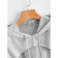 thumbnail image 3 of Women‘s Cut Out Drawstring Hoodie Pullover Sweatshirt Long Sleeve Crop Top, 3 of 4