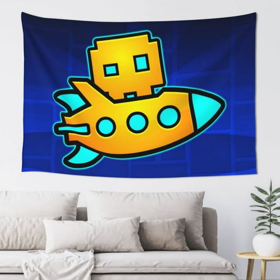 Geometry Dash Tapestry Wall Hanging Home Decoration Wall Blanket Dormitory Living Room Bedroom Backdrop Poster( 60x40inch)