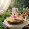 thumbnail image 4 of Number 5 Birthday Candle, Glitter Pink Flower, 1 Piece, for Birthday Party Cake Decoration, 4 of 5