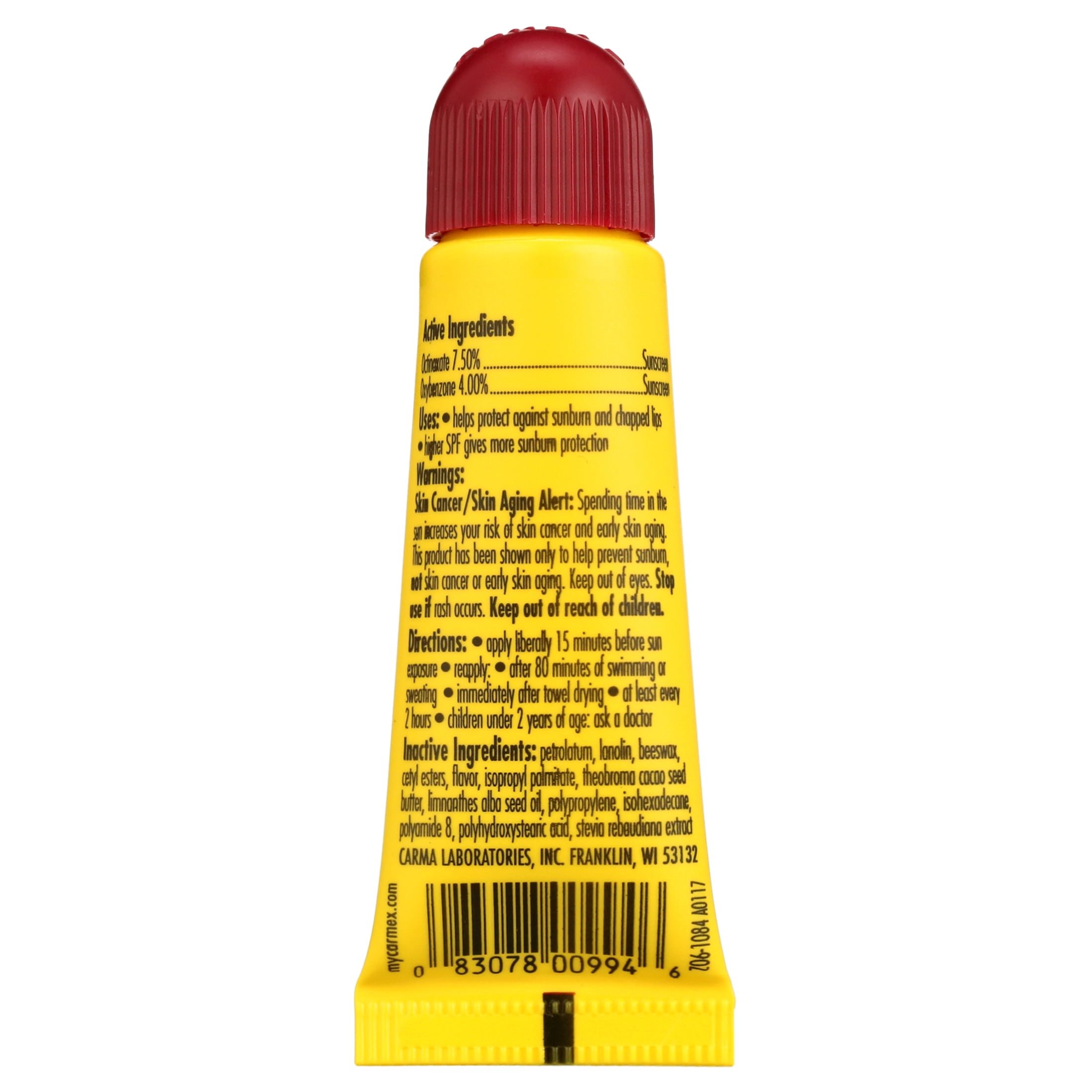 Carmex Daily Care Fresh Cherry Lip Balm Tube, 0.35 oz each, 12 Count