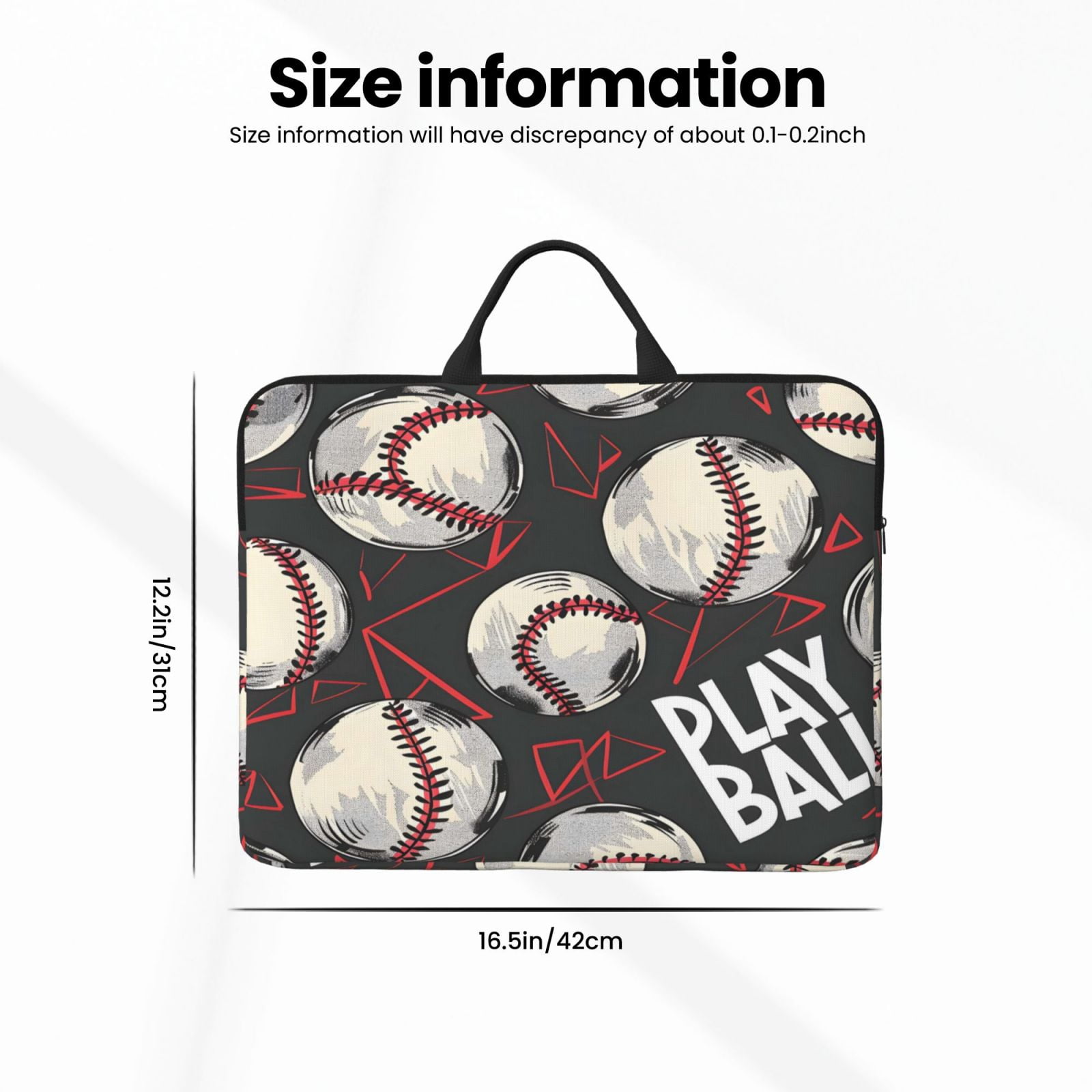 Laptop Sleeve Bag For Women Men 14inch Waterproof Durable Protective Computer Carrying Cover Handle Laptop Case Bag Baseball Theme Urban Street Sport Style (3)