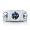 thumbnail image 2 of Gem Stone King Men's 925 Sterling Silver Round Blue Mystic Topaz and Blue Diamond Ring (2.03 Cttw, Available in Size 7, 8, 9, 10, 11, 12, 13), 2 of 2