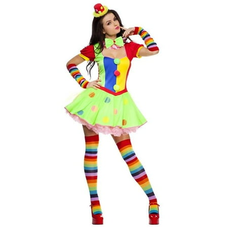 4 Piece Sheer Costume - Music Legs 70471Q-3X-4X 4 Piece Plus Size Fun Colored Polka Dot Clown Dress Costume, 3X & 4X