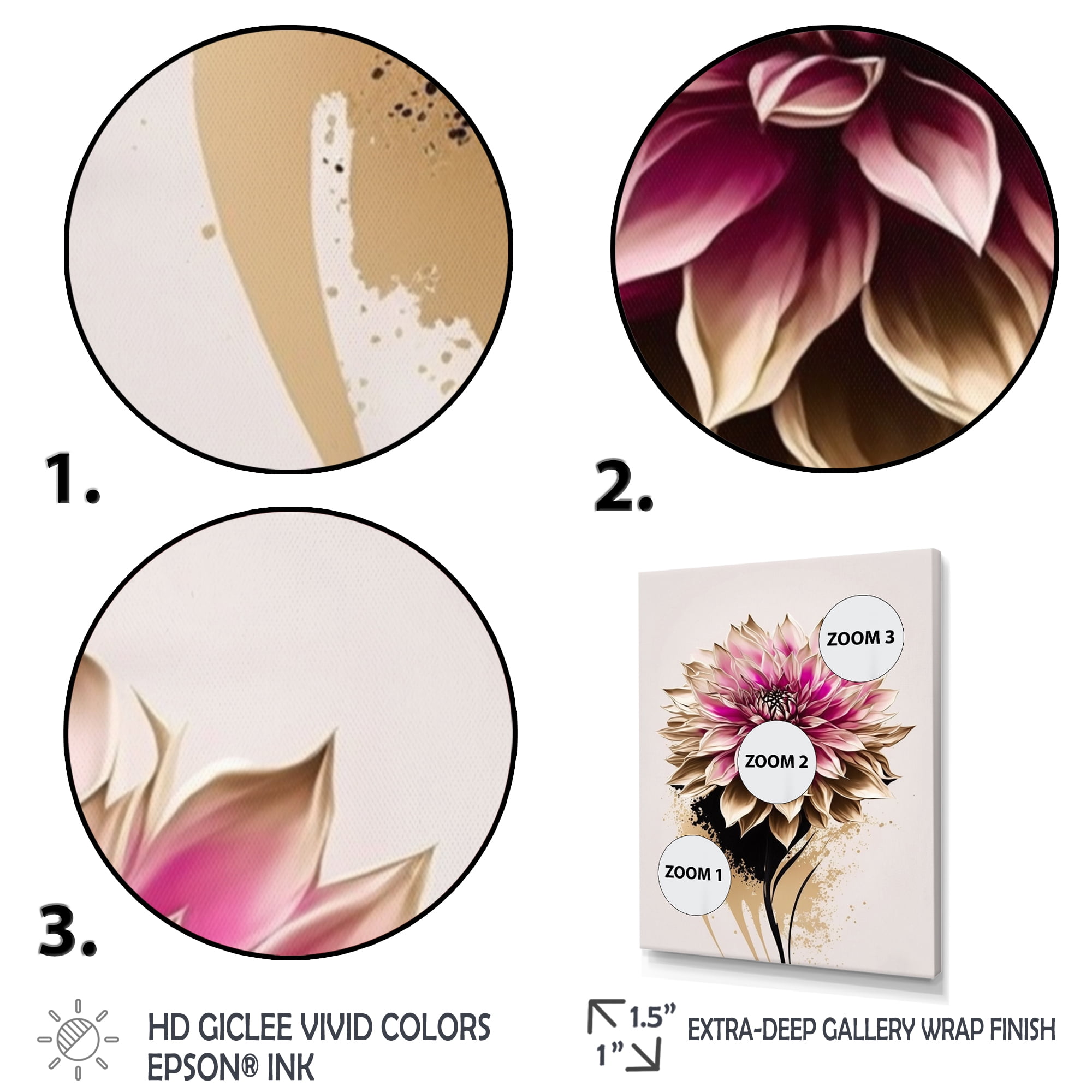 Designart Pink Dahli Flower On Abstract Fusion Canvas Wall Art