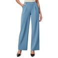 thumbnail image 2 of Womens Dress Pants Wide Leg Pull On Work Pants Women Stretchy High Waisted Business Casual Trousers Slacks with Pockets Sky Blue L, 2 of 4