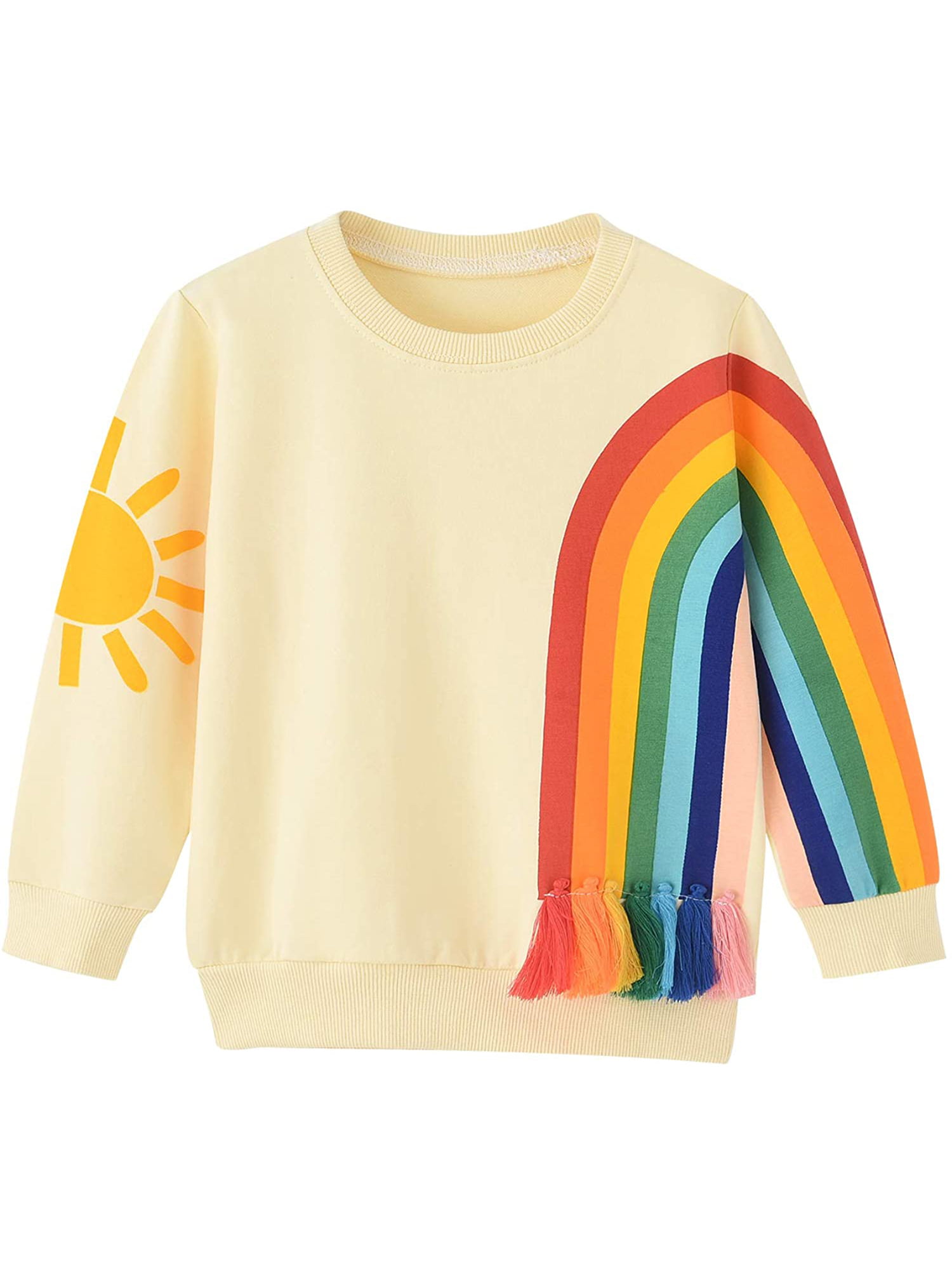 Unisex Baby Sun and Rainbow Sweatshirt Autumn Cotton Long Sleeve Shirt Top