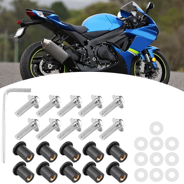 10 Uds. Pernos Para Parabrisas De Motocicleta, Arandelas De Tuerca, Sujetadores De Metal Duraderos Para Montaje De Pantalla De Carenado De Motocicleta, Ajuste Universal