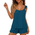 thumbnail image 2 of jobturf Ruffle Pajamas for Women 2 Piece Sets Loose Fit Cute Lounge Set Scoop Neck Tank Top and Shorts Matching Pj Outfits S-XXL, 2 of 6