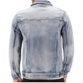 thumbnail image 2 of Men's Distressed Ripped Faded Wash Worn Button Up Denim Jean Trucker Jacket (Erwin, M), 2 of 3