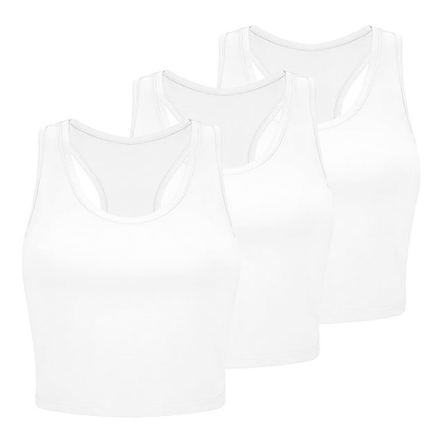 HBFAGFB Lightweight Tank Tops Womens 3 Piece Seamless Workout Shirts Simple Undershirt White Size M