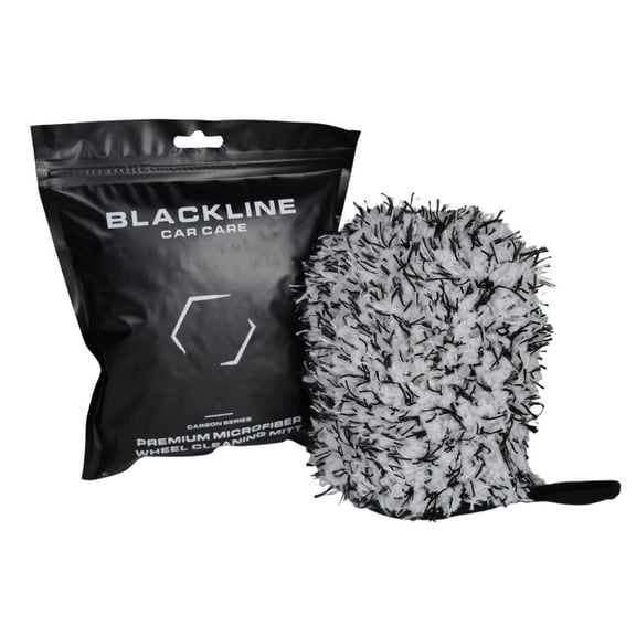 Blackline Car Wheel Mitt -Premium Scratch Free Microfiber Wash Mitt for Automotive Cleaning|Car Detailing Accessory Works with Bucket, or Foam Cannon | 70%/30% Microfiber Blend