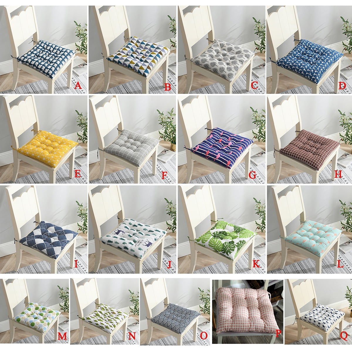 2pcs Square Seat Cushion Chair Pad Ethnic Floral Dining Student