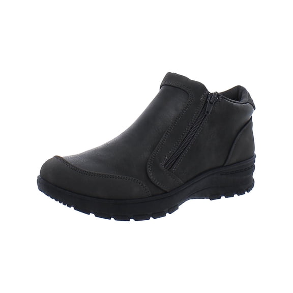 Easy Works by Easy Street Womens JOVI Faux Leather Double Zipper Ankle Boots