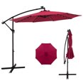 thumbnail image 4 of Costway 10 Ft Patio Solar LED Offset Umbrella 40 Lights Crank Cross Base Wine, 4 of 10