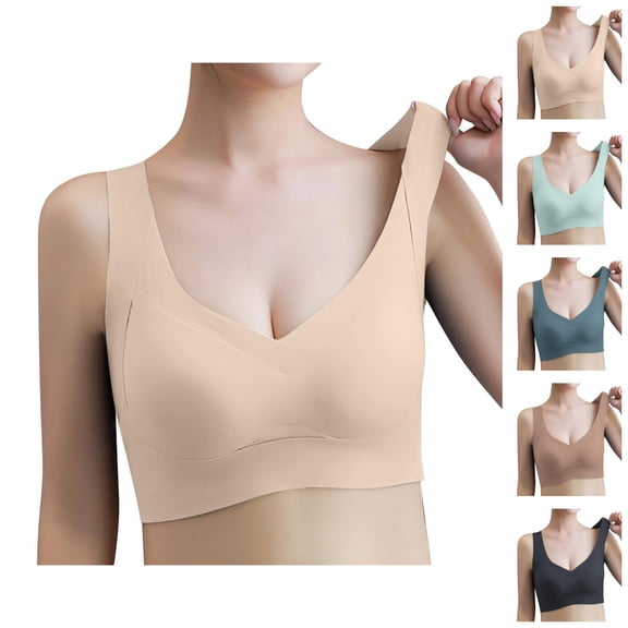Sports Bras for Women V Neck Side Support Racerback Seamless Push Up Bralette Workout Yoga Bras