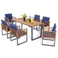 thumbnail image 2 of Gymax 7PCS Acacia Wood Patio Dining Set Cushioned Dining Chair & Table Set w/ Umbrella Hole, 2 of 7