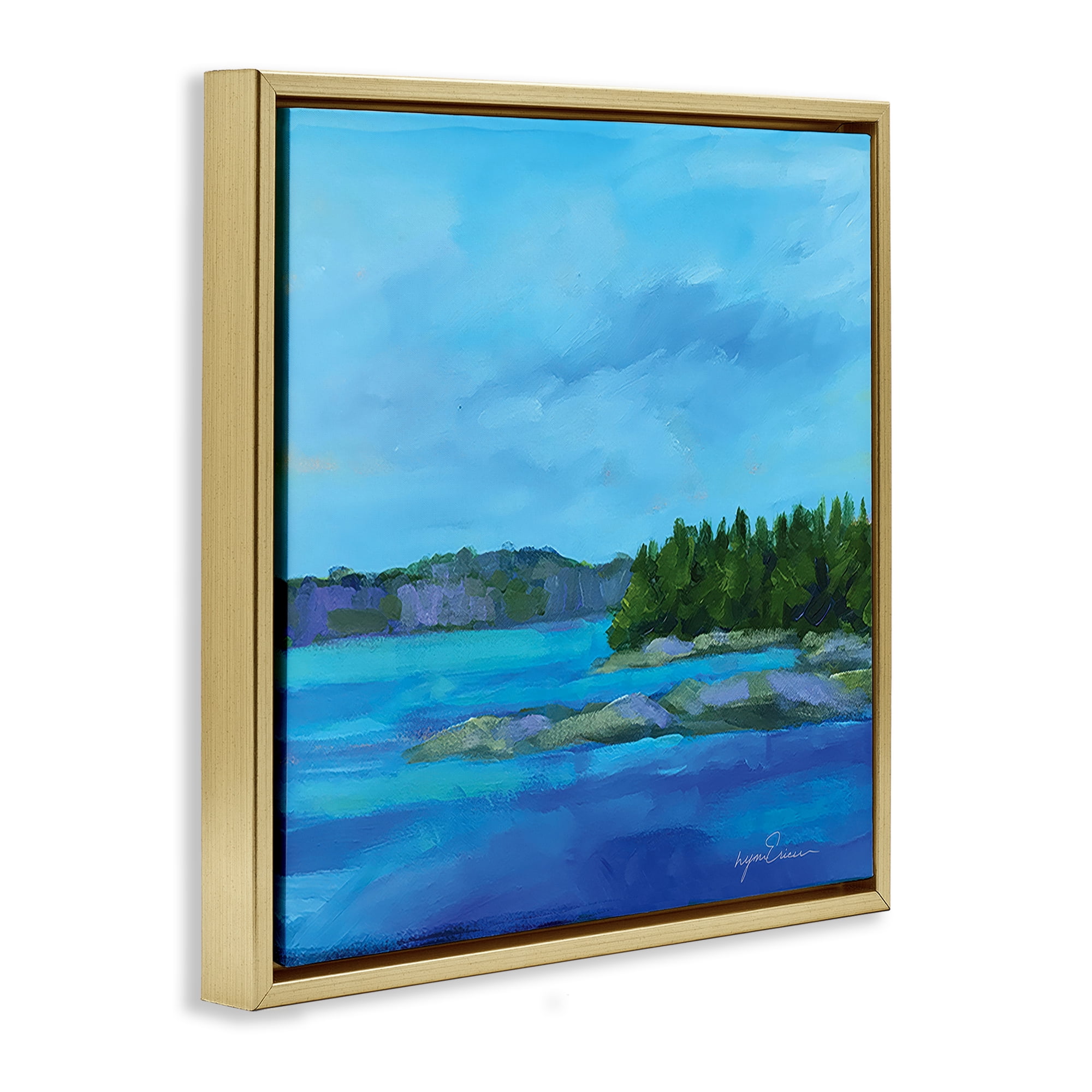 Stupell Industries Tranquil Blue Cove Gold Framed Floater Canvas Wall Art, design by Lynn Ericson Fine Art