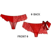 Take A Bow Skirted Thong Medium Red