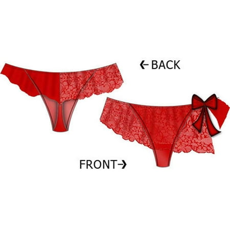 Take A Bow Skirted Thong Medium Red