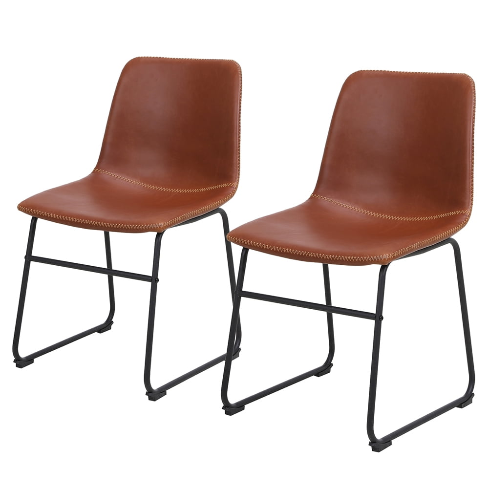 Lowestbest PU Leather Bar Stool, 2-Piece Counter High Stool, Bronze
