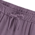 thumbnail image 5 of Ltctricy Girls' Capri Casual Pants Elastic Waist Drawstring Cropped Wide Leg Pants Loose Beach Trousers with Pockets(Purple,13-14 Years), 5 of 6