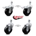 thumbnail image 2 of 4 Inch SS Soft Rubber 12mm Threaded Stem Caster Set 2 Total Lock Brake SCC, 2 of 2