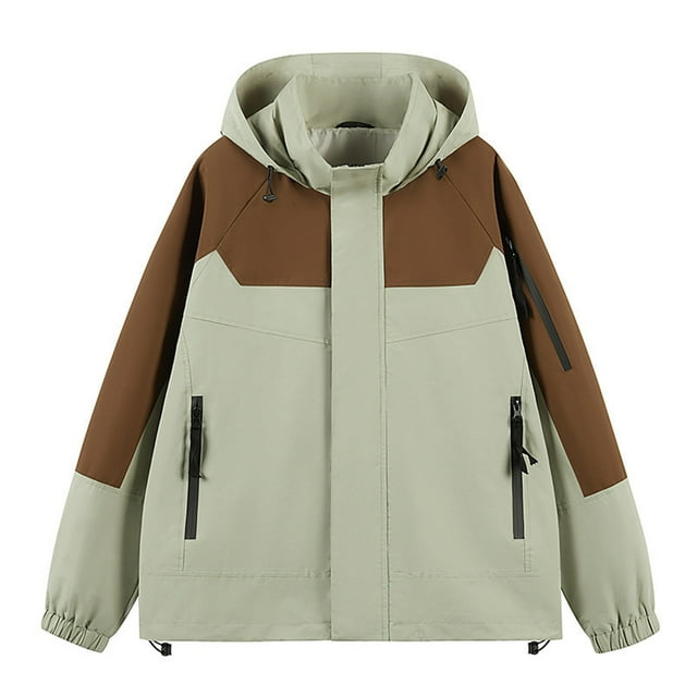 LSLJS Manteau Imperméable à Capuche pour Femmes, Manches Longues, Poches, Vert, TG