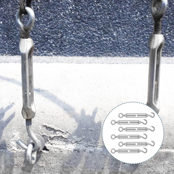 6 Pcs M6 Turnbuckle Hook and Eye 304 Stainless Steel Wire Rope Tensioner Adjustable Turnbuckle Tensioner for Awning Trellis Garden Wire Rope