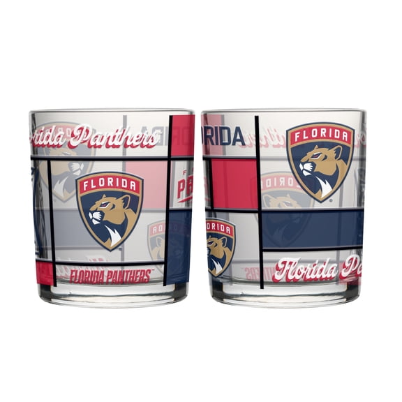 Logo Brands Florida Panthers 12oz. Quilted Stained Two-Pack Rocks Glass Set