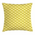 thumbnail image 1 of Flower Throw Pillow Cushion Cover, Retro Floral Spring Pattern with Contrast Leaves and Petals, Decorative Square Accent Pillow Case, 16 X 16 Inches, Yellow White and Charcoal Grey, by Ambesonne, 1 of 2