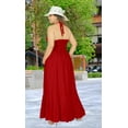 thumbnail image 2 of LA LEELA Women's Solid Halter Tube Top Maxi Evening Frill Dress Casual Dresses for Women S-M Red, Solid, 2 of 3