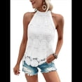 thumbnail image 3 of Camisetas Sin Mangas para Mujer, Blusa de Encaje Calado con Bordado de Ojales, Camisetas Sin Mangas M, 3 of 9