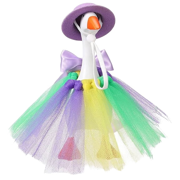 Dress up Set for Figurine Goose Statue Clothes with Skirt & Hat Mardi Gras Style Decorative Costumes Interchangeable Accessories, Purple, Ccwuwei