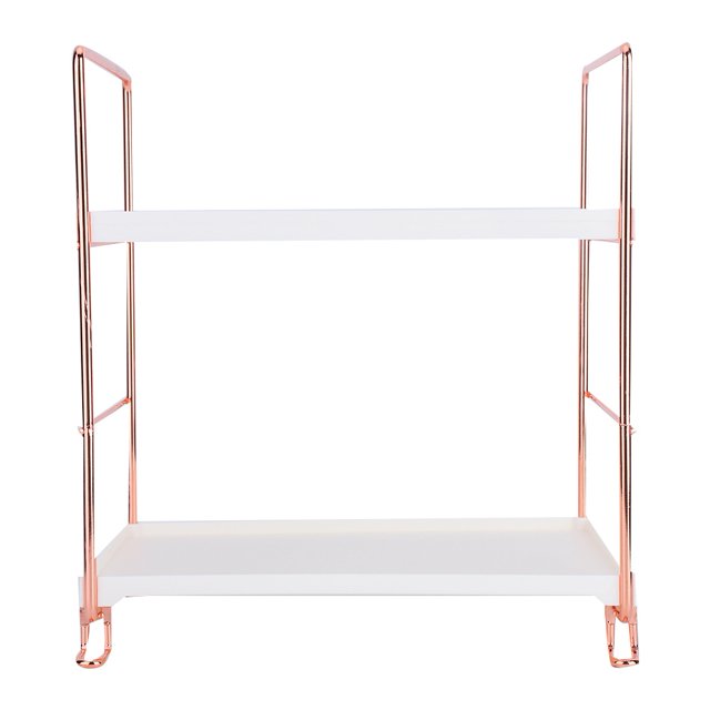 Caja de almacenamiento de cosméticos de escritorio multifuncional Vhermosa Estante de almacenamiento 2 capas Color oro rosa