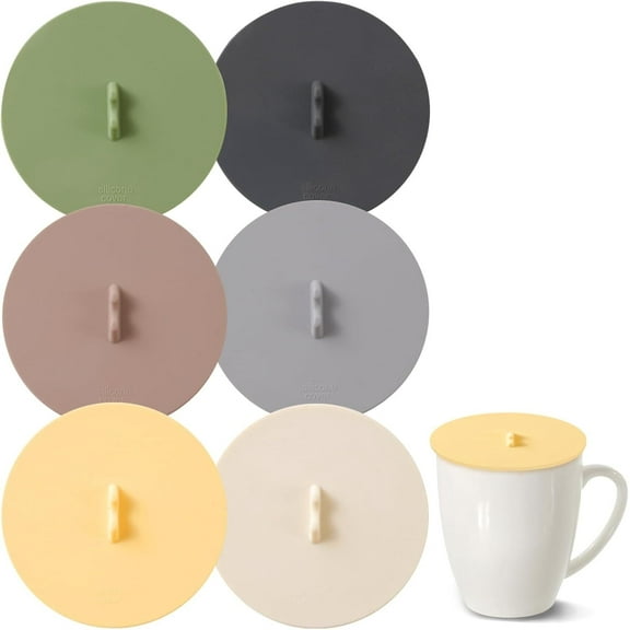 6Pcs Silicone Lids for Cups, 3.9in/10cm Silicone Cup Covers for Drinks Reusable Mug Cover Lid Silicone Coffee Cup Lid Wine Glass Covers Tea Cup Covers for Steeping