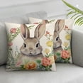 thumbnail image 2 of Heduofu Spring Easter Pillow Covers Bunny Floral Wreath Easter Pillow Case Pink Flowers Throw Pillow Covers Cotton Linen Cushion Case for Living Room Couch Sofa White, 2 of 6