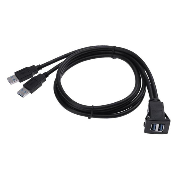 Doble Puerto USB 3.0 Panel Del Tablero de Instrumentos Del Coche Cable de Línea de Extensión de Montaje Empotrado 1 M Macarena Cable adaptador de montaje empotrado en el coche