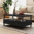 thumbnail image 4 of HLR 41" Mid Century Modern Coffee Table with Drawer Storage, Assembled Wood Center Table for Living Room, Black, 4 of 14