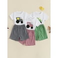 thumbnail image 3 of Baby Toddler Boy Shorts Clothing Set 6 12 18 24 Months 2T 3T 4T Tractor Embroidery Short Sleeve T-shirt Plaid Shorts 2 Pcs Summer Outfit, 3 of 9