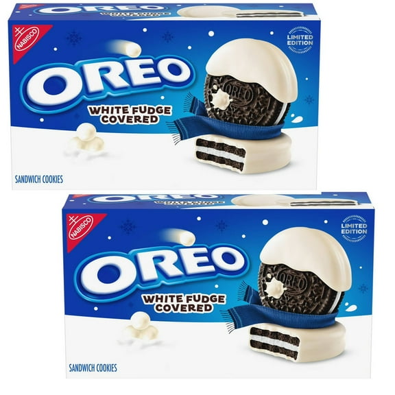 2PACK OREO White Fudge Covered Chocolate Sandwich Cookies, Limited Edition Holiday Cookies, 8.5 oz