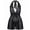 B1-Black, variant on Women's Sexy Lingerie Lace Halter Nightdress V-Neck Open Back Chemise, Sheer Mesh Sleepwear with Bow Tie, Navy Blue L