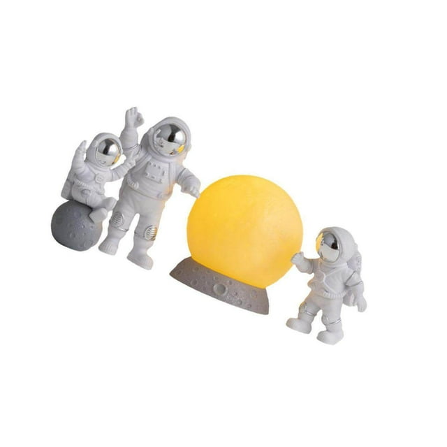 4pcs Astronaut Figurine Set Home Decor Cute Decor Action Figures Toy Sstronaut Statue Desktop Decor Silver Yellow