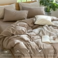 thumbnail image 6 of MooMee Duvet Cover Set Cal-King 100% Washed Cotton Linen Like Textured Breathable Lightweight 3-Piece (Brown, 104"x98"), 6 of 7