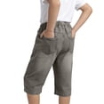 thumbnail image 3 of Eltusu Boys Denim Shorts, Below the Knee Straight Legs Elastic Waist Casual Capris Shorts Gray Size 11-12 T, 3 of 6