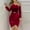 Red, variant on Zedker Women's Elegant Fall Off The Shoulder Dresses Casual Long Sleeve Ruched Side Slit Cocktail Party Bodycon Mini Dress Plus Size Green L