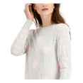 thumbnail image 3 of CHARTER CLUB Womens Pink Knit Ribbed Polka Dot Pouf Sleeve Crew Neck Sweater M, 3 of 4