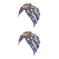 thumbnail image 4 of Sonducket Estilos bohemios Head Wraps para mujer Headwrap Pre-Atado Sleep Beanie Cap plisado Headcap Fashion Zafiro Azul naranja Zafiro azul naranja 2Conjunto, 4 of 6