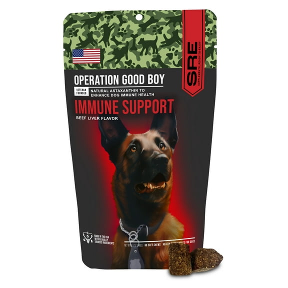 Operation Good Boy SRE: Immune Support Health Supplement for Dogs, Beef Liver Flavor, Ready to Eat, 60 Soft Chews