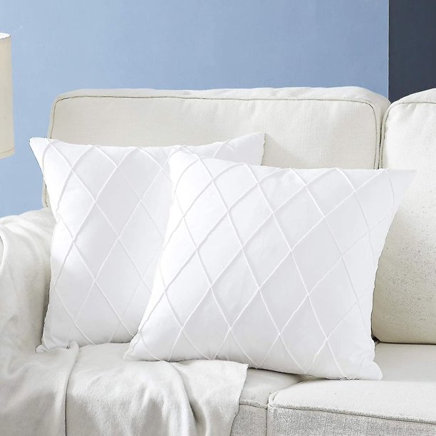 Fundas De Cojines Y Almohadas Fundas De Cojines De Color Blanco Puro - Juego De 2 Fundas De Cojines De 45 X 45 Cm - Cremallera Resistente Y Discreta - Poliéster De Alta Calidad - Decorati